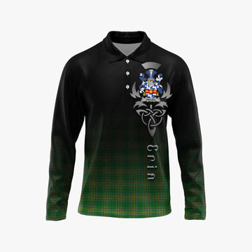 Palles Irish Clan Long Sleeve Polo Shirt with Coat of Arms Erin Go Bragh Celtic Inspired