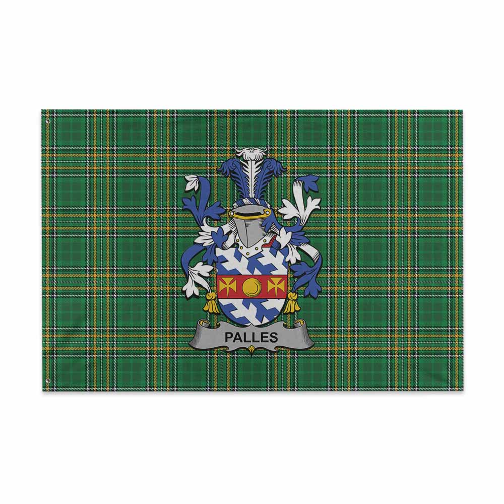 Tartan Vibes Clothing Palles Irish Clan Tartan House Flag with Coat of Arms