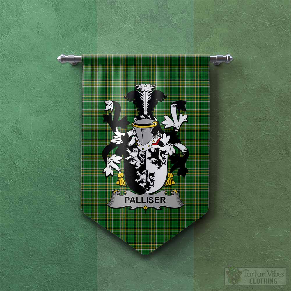 Tartan Vibes Clothing Palliser Irish Clan Tartan Gonfalon, Tartan Banner with Coat of Arms