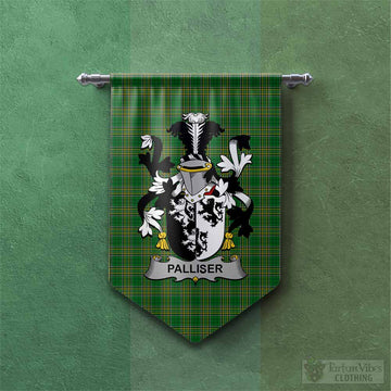 Palliser Irish Clan Tartan Gonfalon, Tartan Banner with Coat of Arms