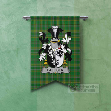 Palliser Irish Clan Tartan Gonfalon, Tartan Banner with Coat of Arms