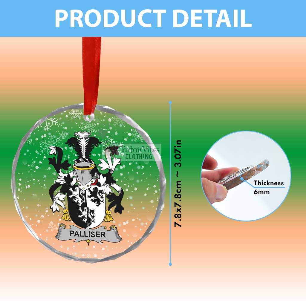 Tartan Vibes Clothing Palliser Irish Clan Christmas Glass Ornament with Coat of Arms