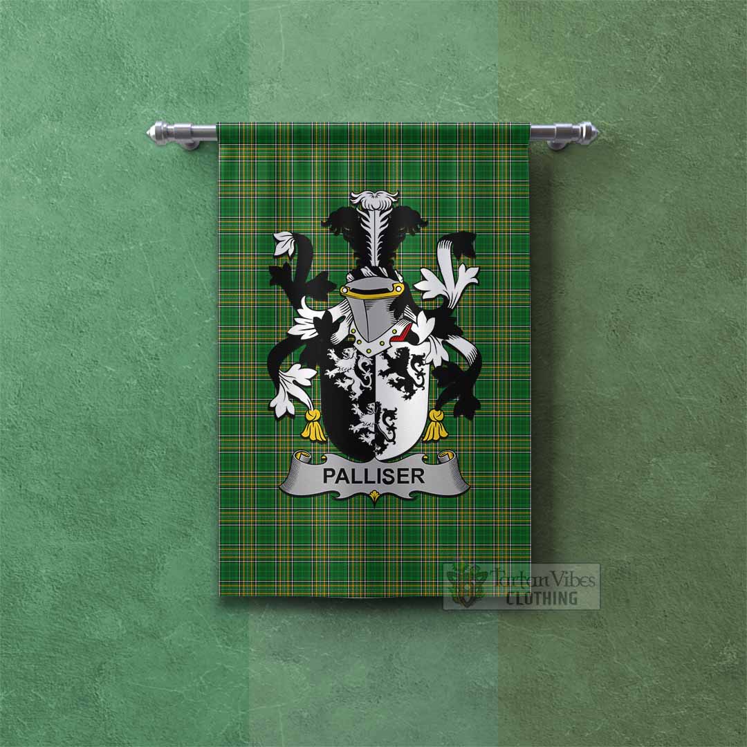 Tartan Vibes Clothing Palliser Irish Clan Tartan Gonfalon, Tartan Banner with Coat of Arms