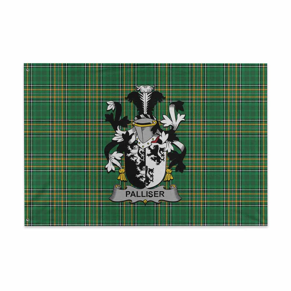 Tartan Vibes Clothing Palliser Irish Clan Tartan House Flag with Coat of Arms