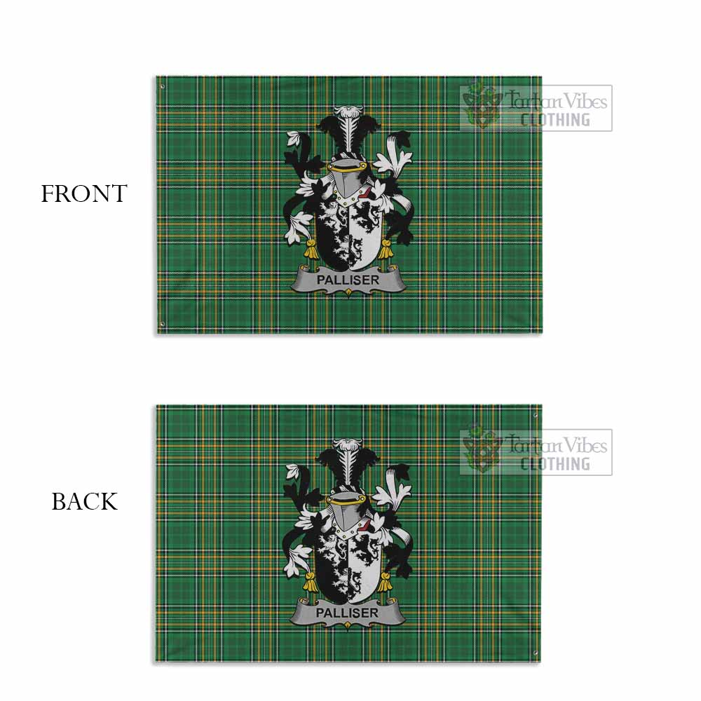Tartan Vibes Clothing Palliser Irish Clan Tartan House Flag with Coat of Arms