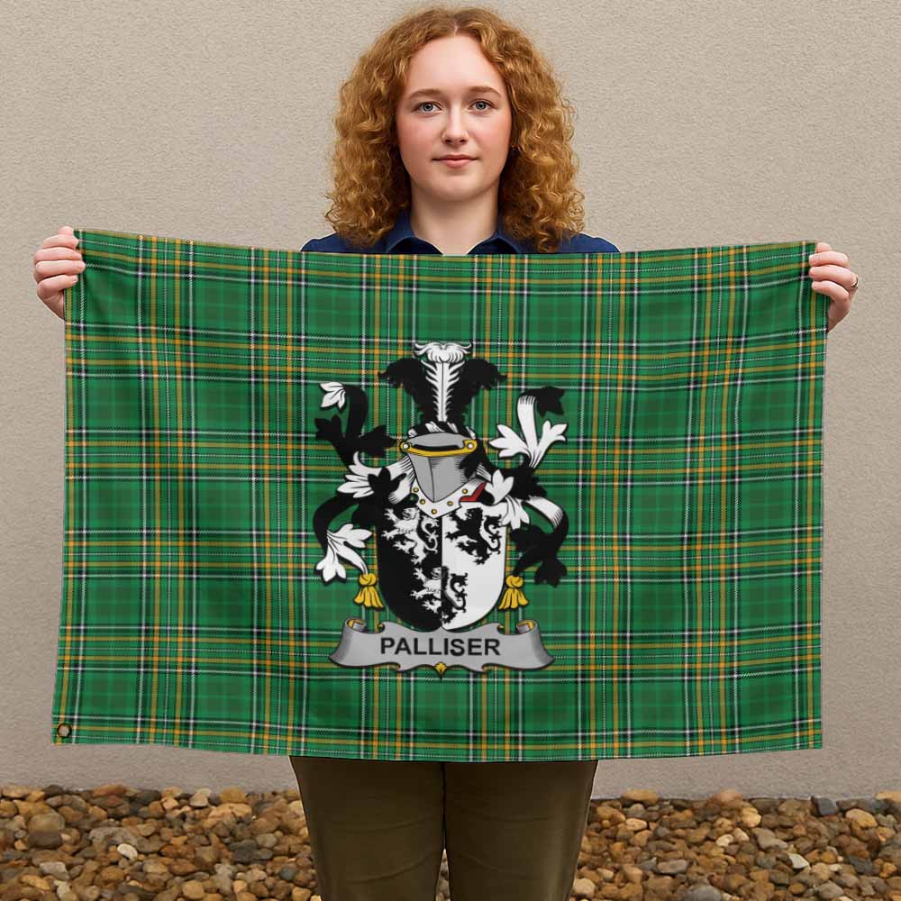 Tartan Vibes Clothing Palliser Irish Clan Tartan House Flag with Coat of Arms