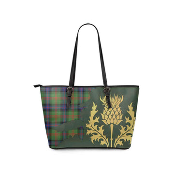 Park Tartan Leather Tote Bag Gold Thistle Style