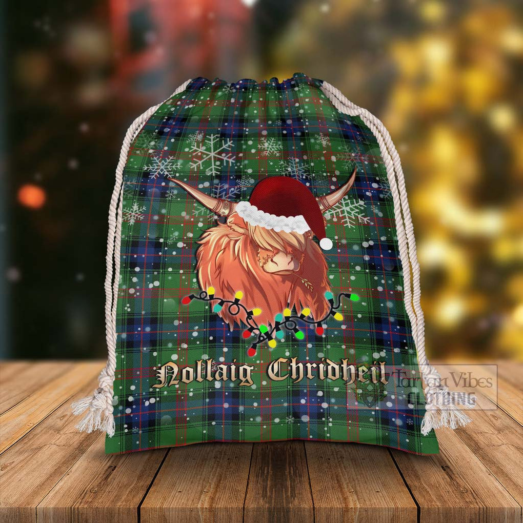 Park Tartan Christmas Santa's Bag with Twinkle Highland Cattle - Tartan Vibes Clothing