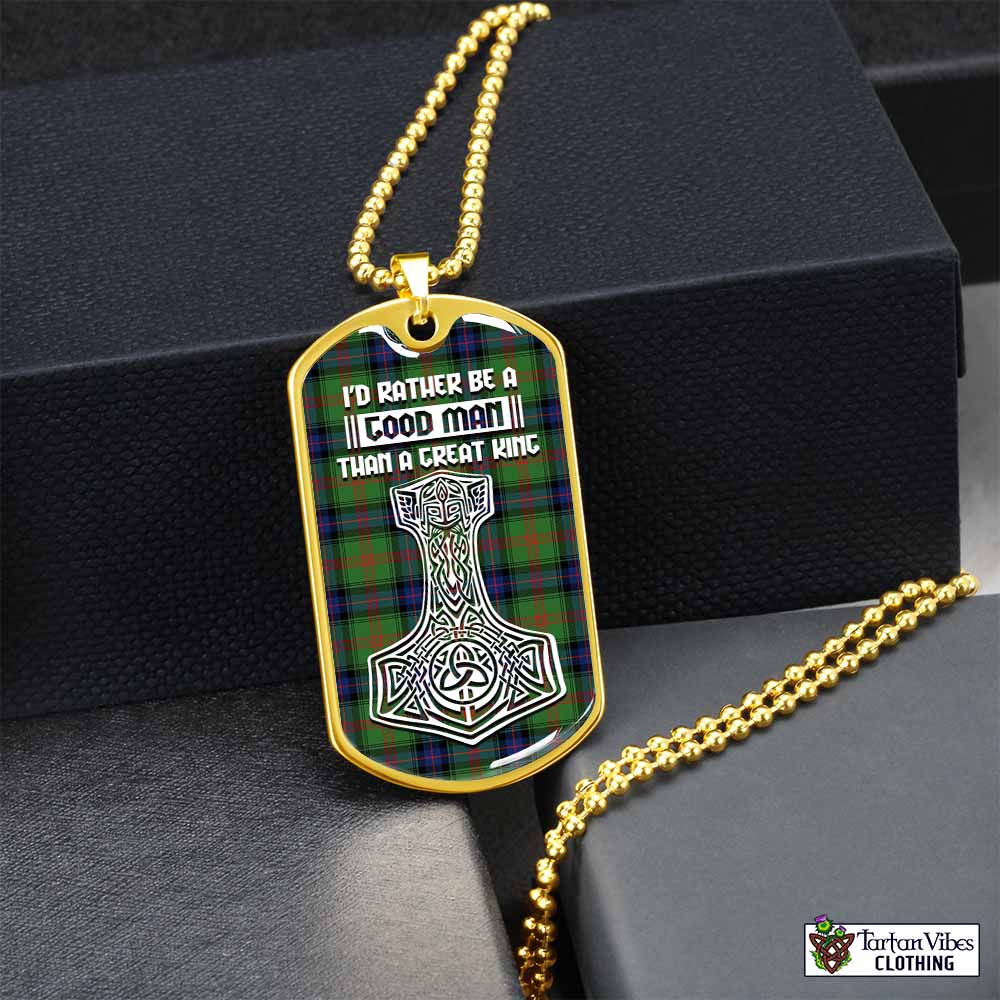 Park Tartan Dog Tag Necklace Viking Mjolnir Style Gold No - Tartan Vibes Clothing