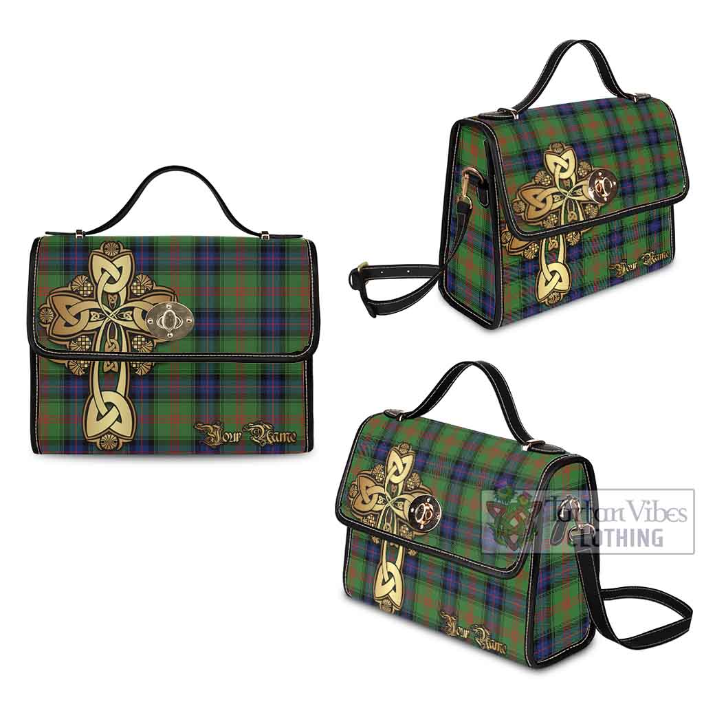 Tartan Vibes Clothing Park Tartan Waterproof Canvas Bag Golden Thistle Celtic Cross Style