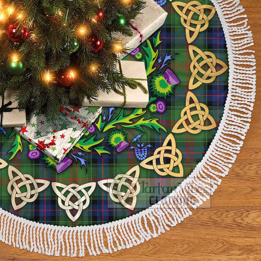 Tartan Vibes Clothing Park Tartan Christmas Tree Skirt with Thistle Celtic Knot Style