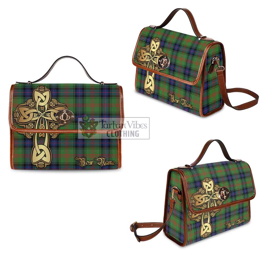 Tartan Vibes Clothing Park Tartan Waterproof Canvas Bag Golden Thistle Celtic Cross Style