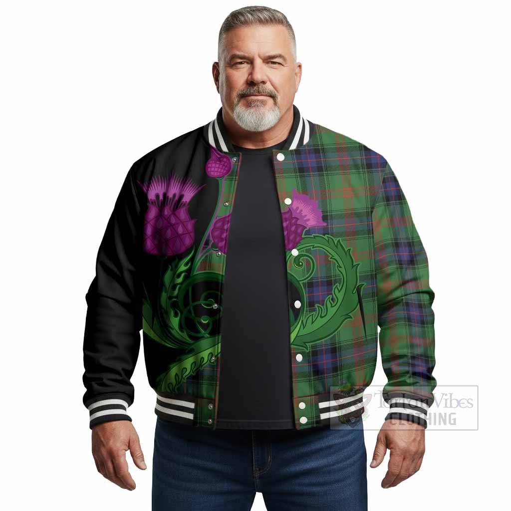 Park Tartan Baseball Jacket Traditional Scottish Thistle