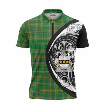Parke Irish Clan Zipper Polo Shirt Celtic Circle Style Unisex - Tartan Vibes Clothing