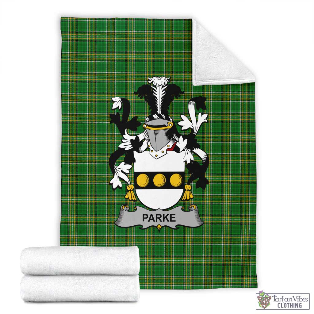 Parke Irish Clan Tartan Blanket with Coat of Arms X-Large 59 x 79 inches 150 x 200 cm - Tartan Vibes Clothing