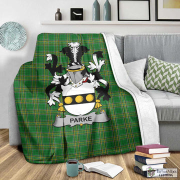 Tartan Vibes Clothing Parke Irish Clan Tartan Blanket with Coat of Arms