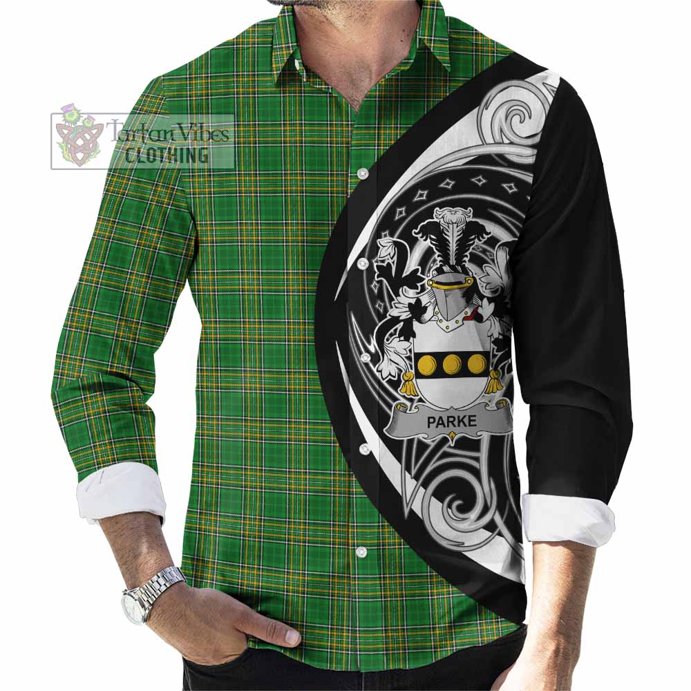 Parke Irish Clan Long Sleeve Button Shirt Celtic Circle Style - Tartan Vibes Clothing