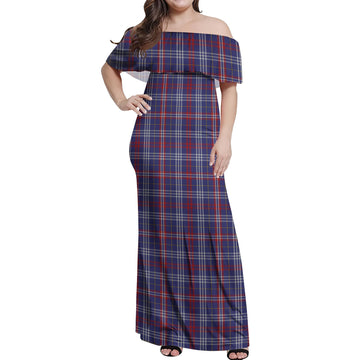 Parker Tartan Off Shoulder Long Dress Women's Dress - Tartan Vibes Clothing