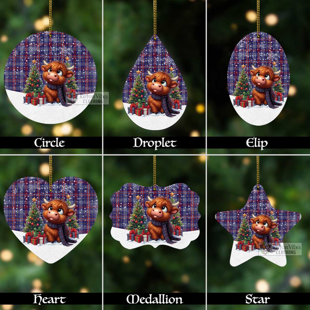 Parker Tartan Christmas Aluminium Ornament with Adorable Highland Coo Aluminium - Tartan Vibes Clothing