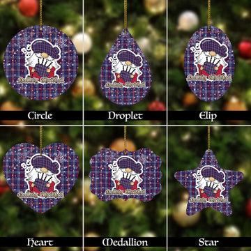 Parker Tartan Christmas Ornaments with Scottish Gnome Playing Bagpipes