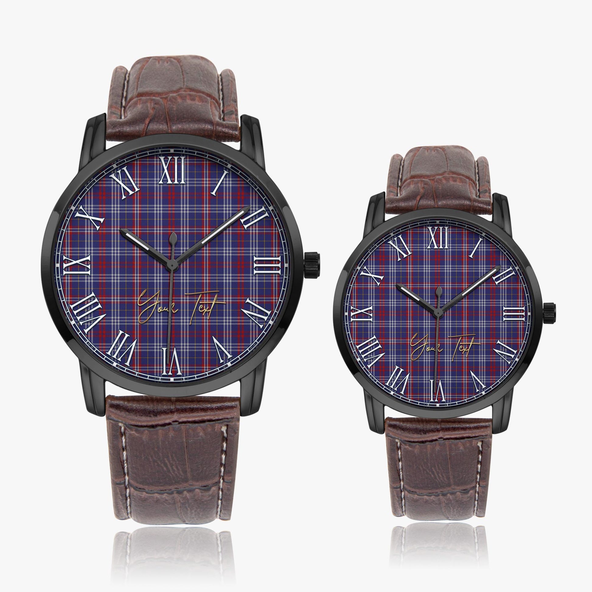 Parker Tartan Personalized Your Text Leather Trap Quartz Watch - Tartan Vibes Clothing