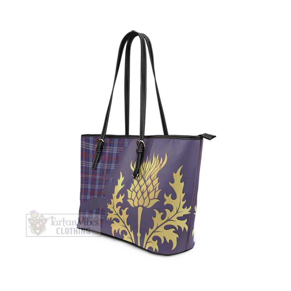 Tartan Vibes Clothing Parker Tartan Leather Tote Bag Gold Thistle Style