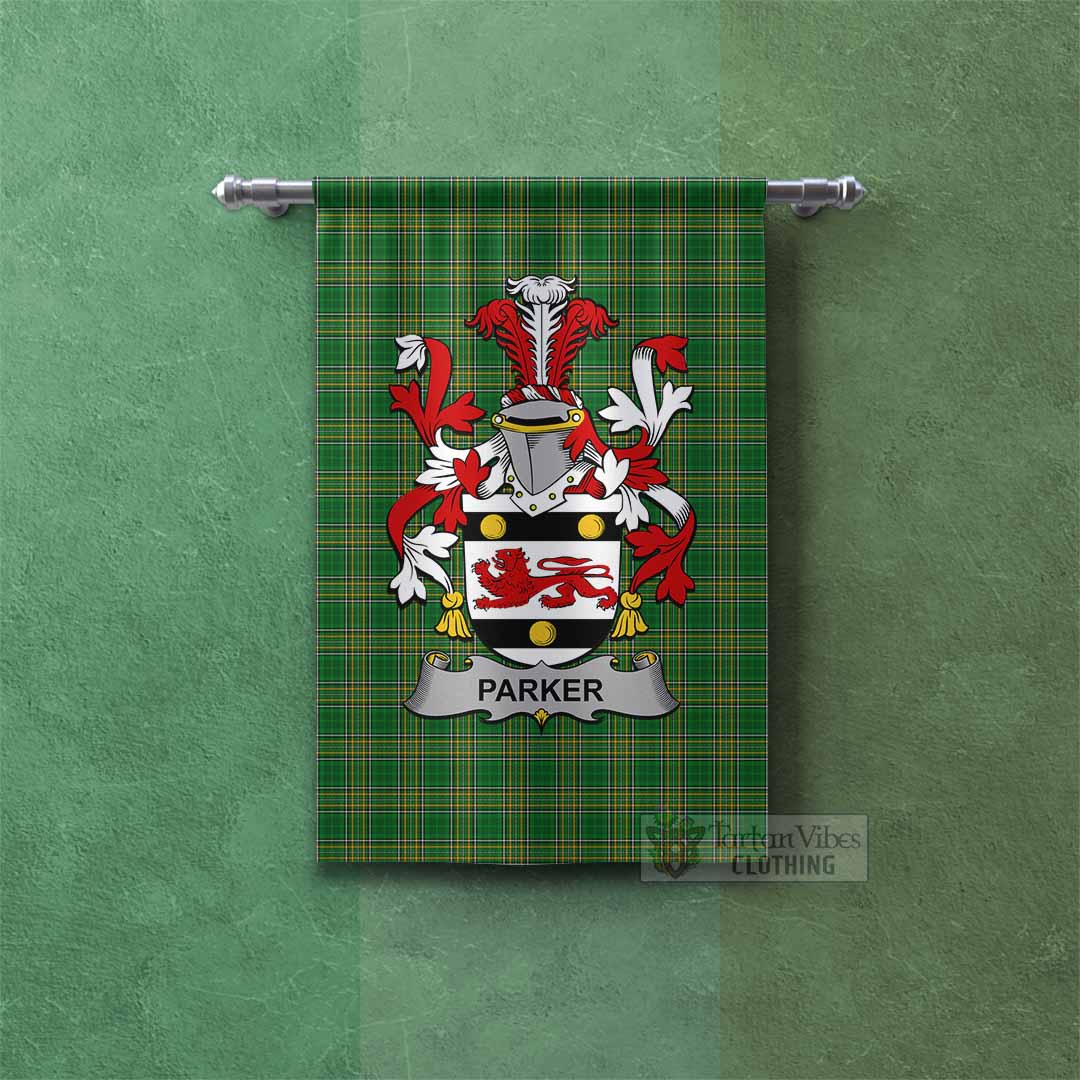 Tartan Vibes Clothing Parker Irish Clan Tartan Gonfalon, Tartan Banner with Coat of Arms