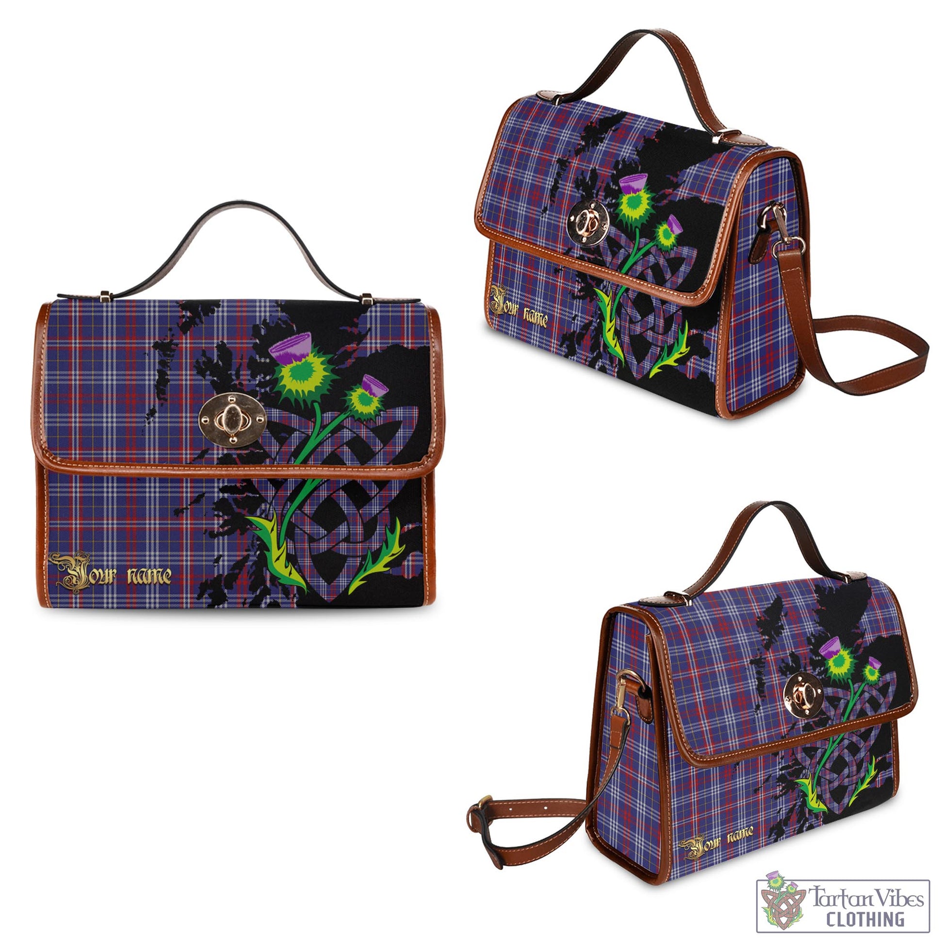 Tartan Vibes Clothing Parker Tartan Waterproof Canvas Bag with Scotland Map and Thistle Celtic Accents
