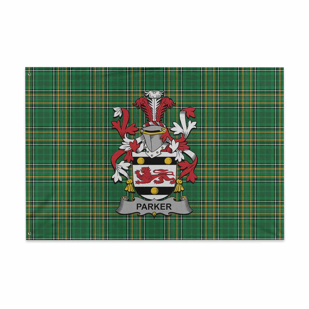 Tartan Vibes Clothing Parker Irish Clan Tartan House Flag with Coat of Arms