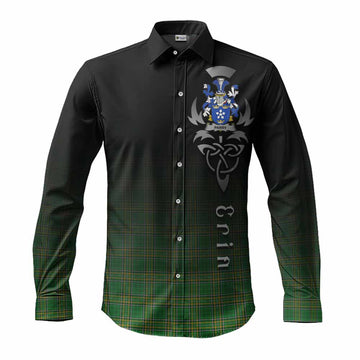 Parry Irish Clan Long Sleeve Button Shirt with Coat of Arms Erin Go Bragh Celtic Inspired