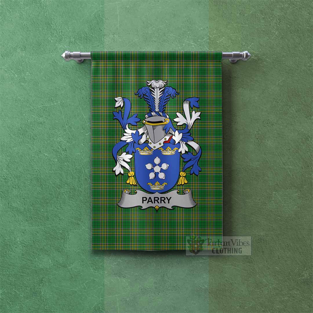 Tartan Vibes Clothing Parry Irish Clan Tartan Gonfalon, Tartan Banner with Coat of Arms