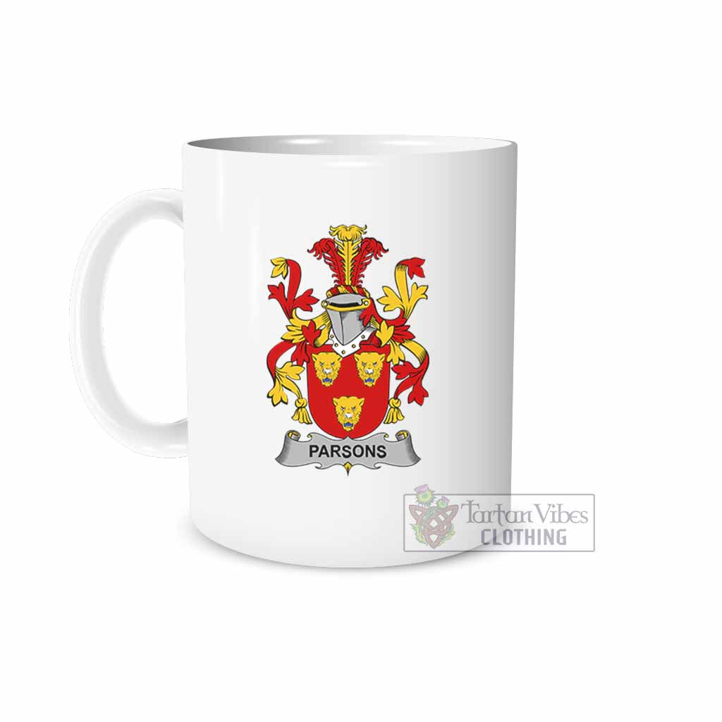 Parsons Irish Clan Coat of Arms Ceramic Mug White - 2D-tartanvibesclothing