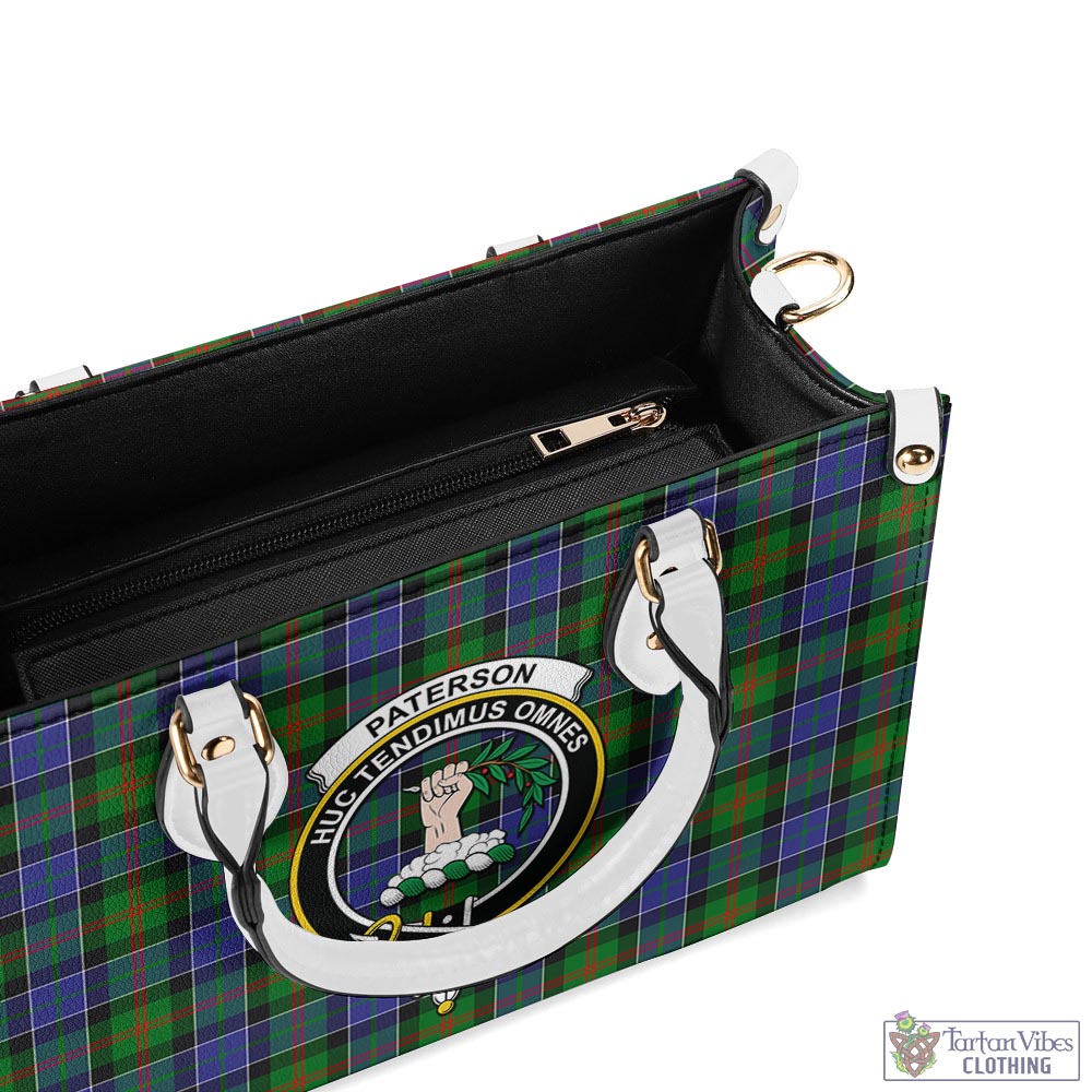 Tartan Vibes Clothing Paterson Tartan Luxury Leather Handbags with Family Crest