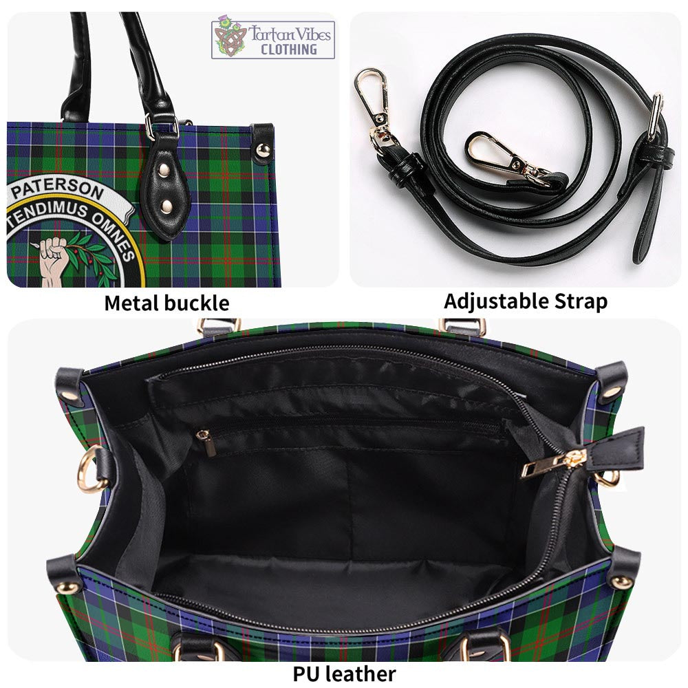Tartan Vibes Clothing Paterson Tartan Luxury Leather Handbags with Family Crest