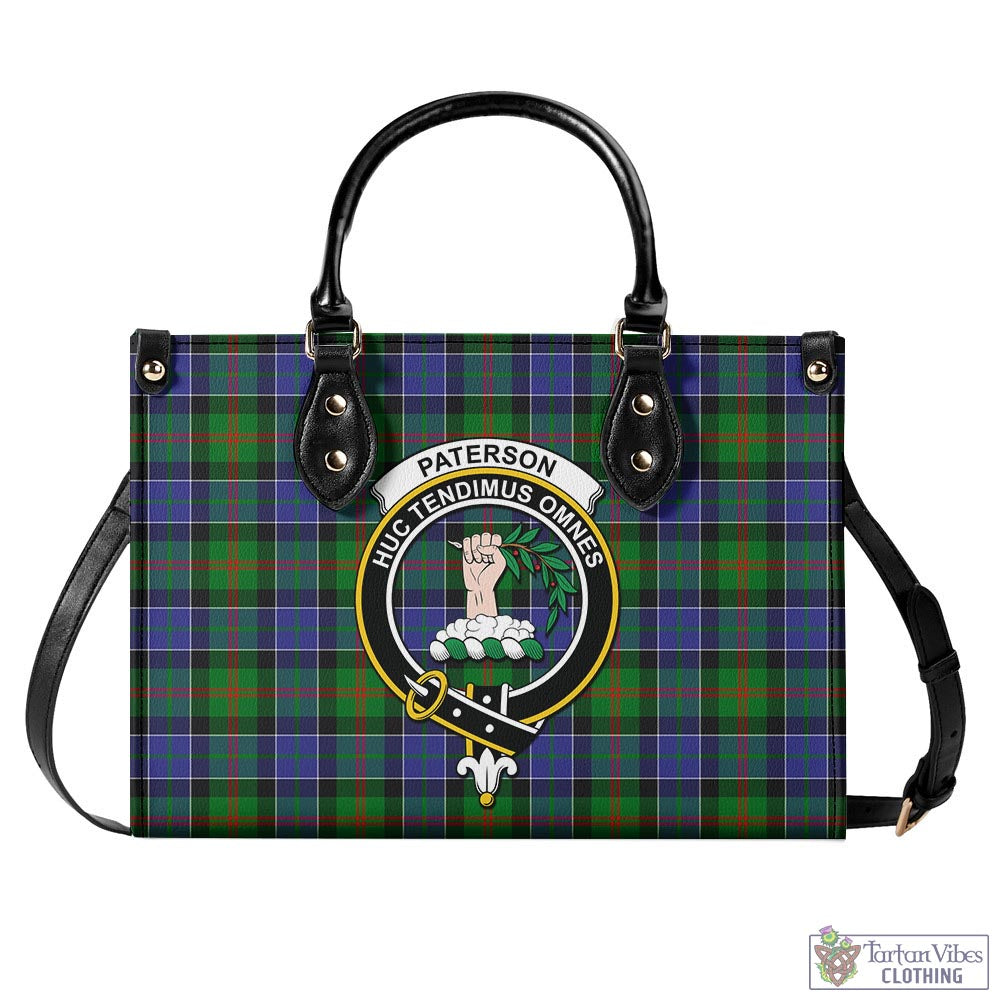Tartan Vibes Clothing Paterson Tartan Luxury Leather Handbags with Family Crest
