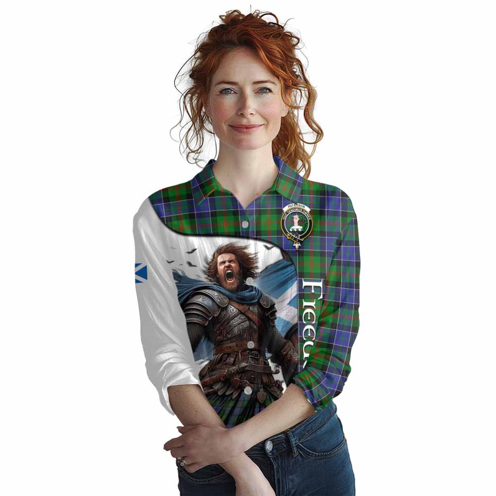 Tartan Vibes Clothing Paterson Crest Tartan Women's Casual Shirt Inspired by the Freedom of Scottish Warrior
