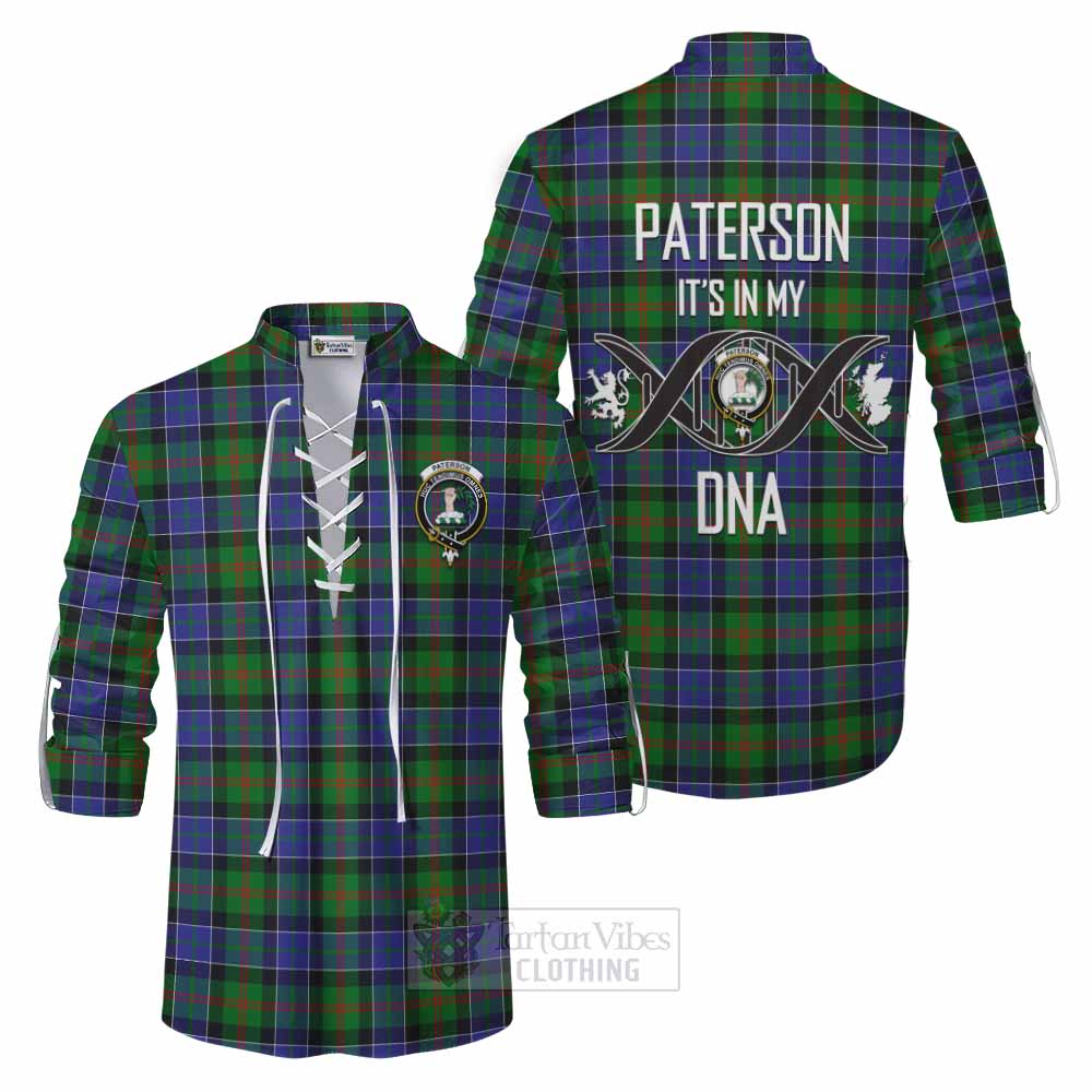 Tartan Vibes Clothing Paterson Tartan Ghillie Kilt Shirt with Family Crest DNA In Me Style