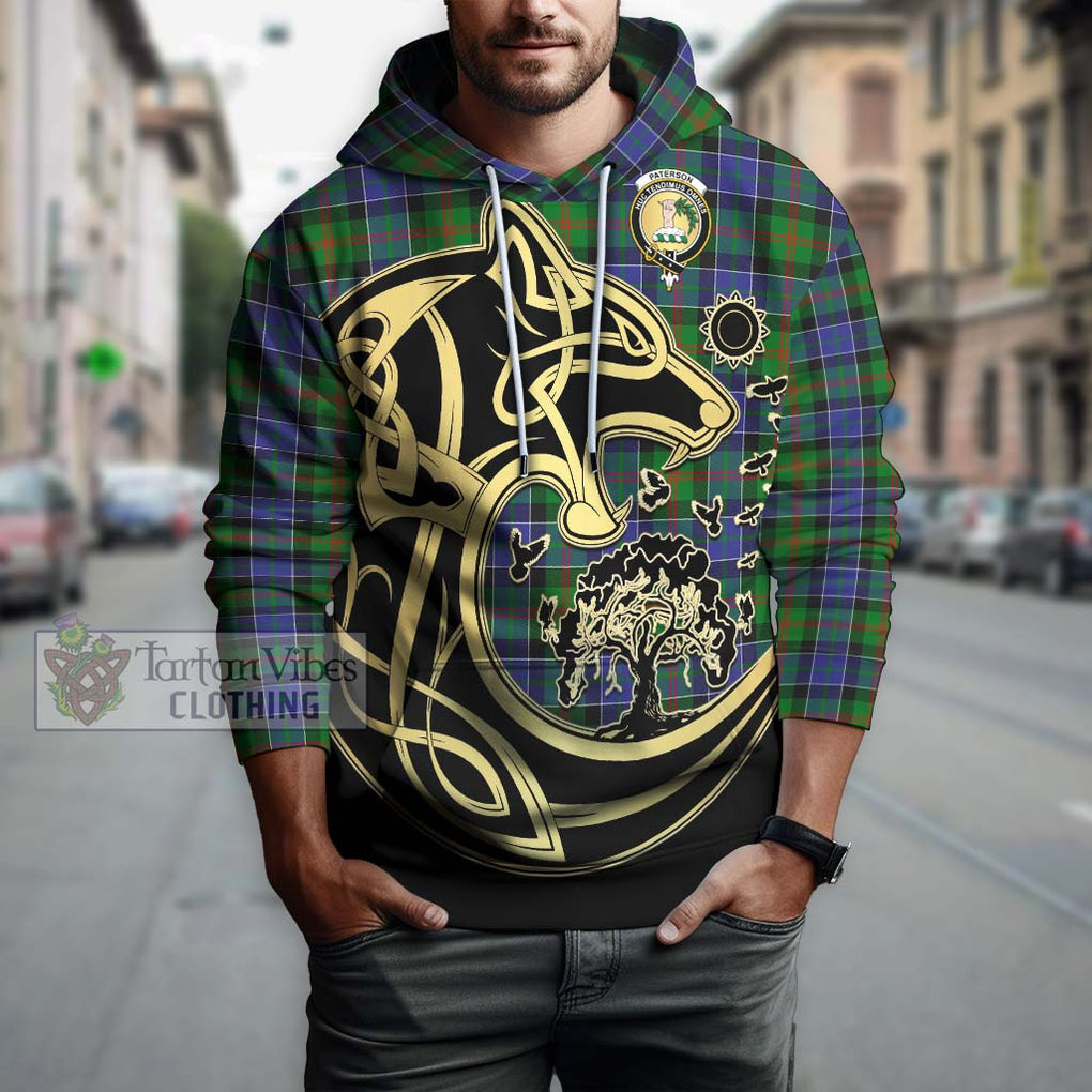Paterson Tartan Hoodie with Family Crest Celtic Wolf Style Zip Hoodie - Tartan Vibes Clothing