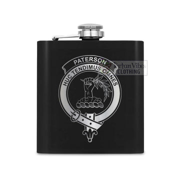 Paterson Crest Hip Flask Set 7oz Black Stainless Steel with A Gift Box