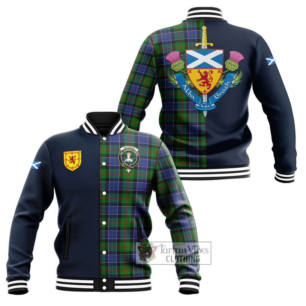 Paterson Tartan Baseball Jacket Alba with Scottish Lion Royal Arm Half Style Unisex - Tartan Vibes Clothing