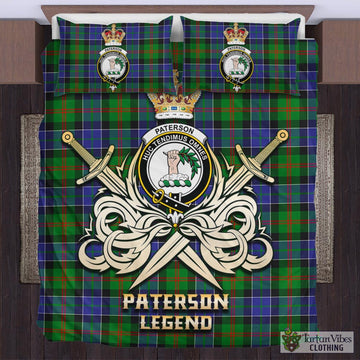 Paterson Tartan Bedding Set with Clan Crest and the Golden Sword of Courageous Legacy
