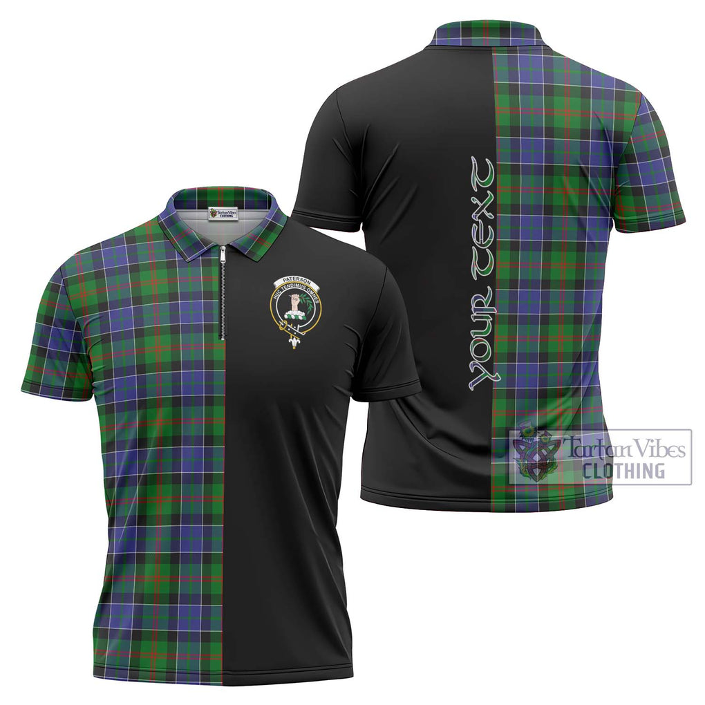 Paterson Tartan Zipper Polo Shirt with Family Crest and Half Of Me Style Unisex - Tartanvibesclothing Shop