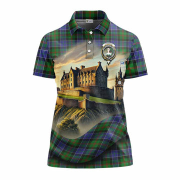Paterson Tartan Family Crest Women's Polo Shirt with Scottish Ancient Castle Style