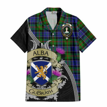 Tartan Vibes Clothing Paterson Tartan Family Crest Short Sleeve Button Shirt Lion Rampant Royal Thistle Shield Celtic Inspired