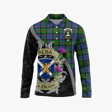 Tartan Vibes Clothing Paterson Tartan Family Crest Long Sleeve Polo Shirt Lion Rampant Royal Thistle Shield Celtic Inspired