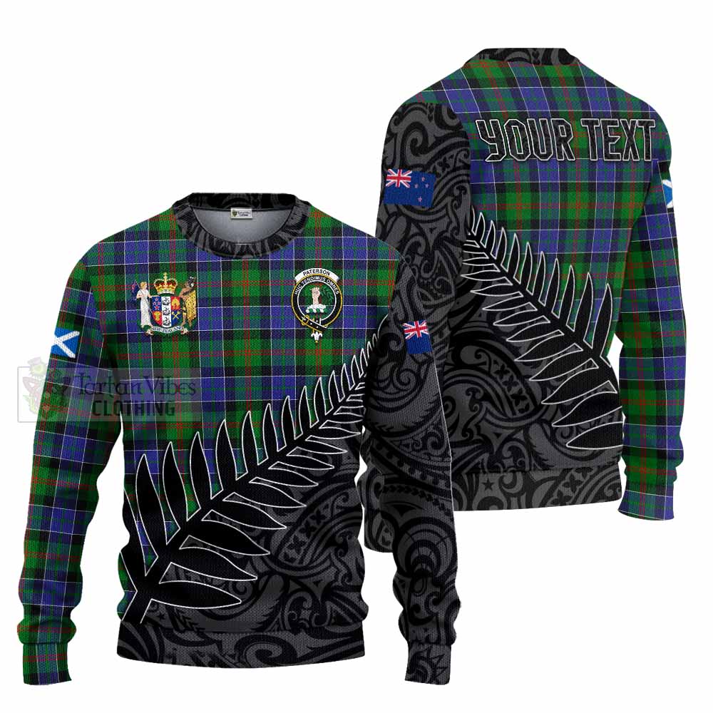 Tartan Vibes Clothing Paterson Crest Tartan Knitted Sweater with New Zealand Silver Fern Half Style