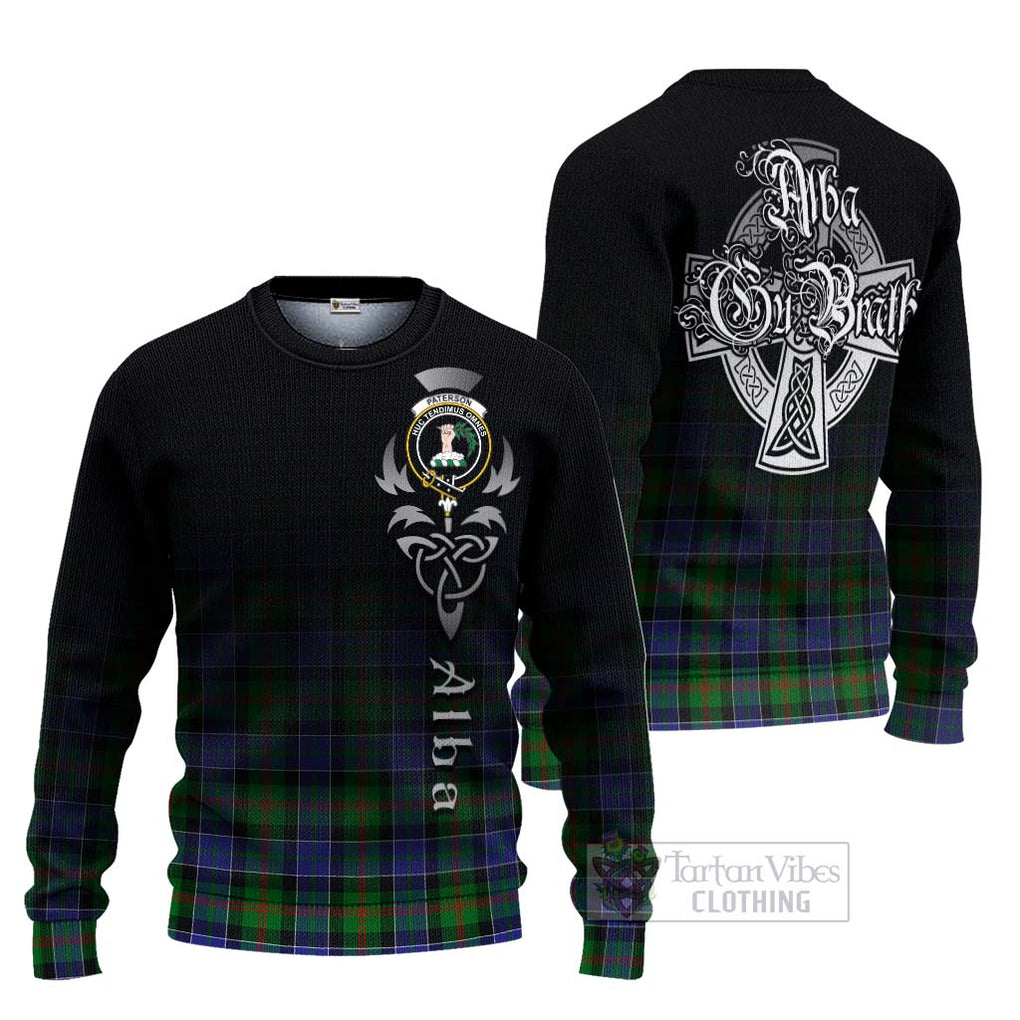 Tartan Vibes Clothing Paterson Tartan Knitted Sweater Featuring Alba Gu Brath Family Crest Celtic Inspired