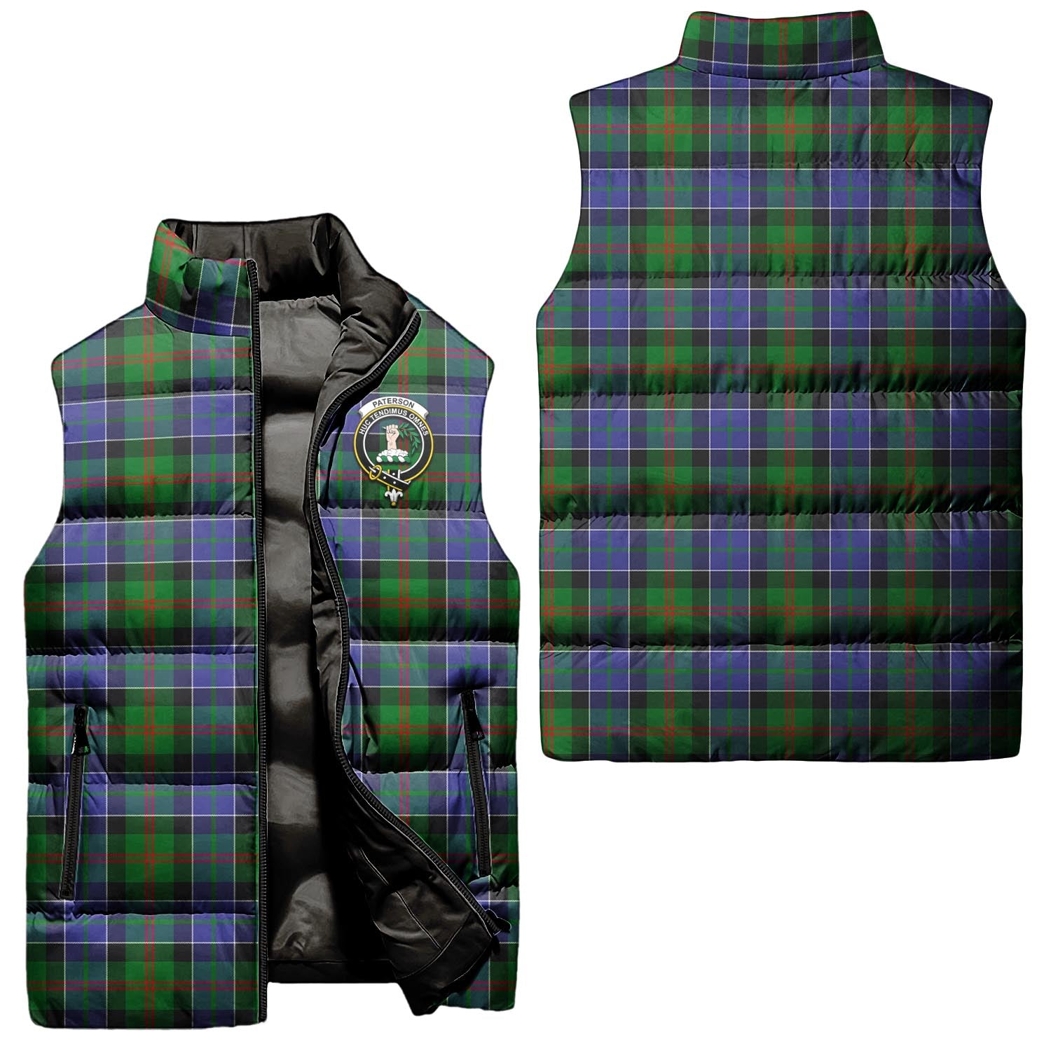 Paterson Tartan Sleeveless Puffer Jacket with Family Crest Unisex - Tartanvibesclothing