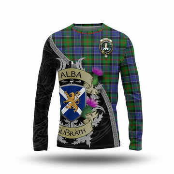 Tartan Vibes Clothing Paterson Tartan Family Crest Long Sleeve T-Shirt Lion Rampant Royal Thistle Shield Celtic Inspired