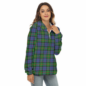Paterson Tartan Women's Borg Fleece Hoodie with Half Zip